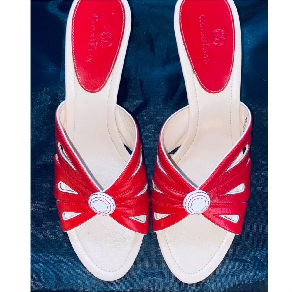 Gorgeous Vintage Cole Haan Leather and Wood wedge sandal ♥️